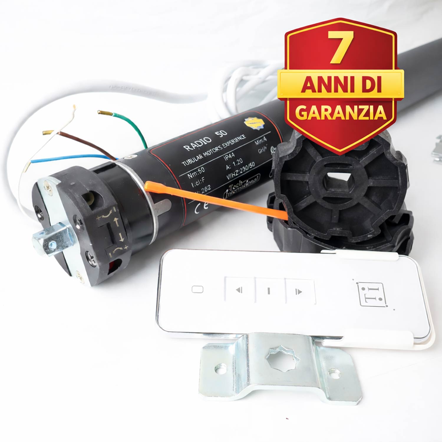 Motore Tech International serie RADIO con finecorsa meccanico e telecomando per tapparelle e tende