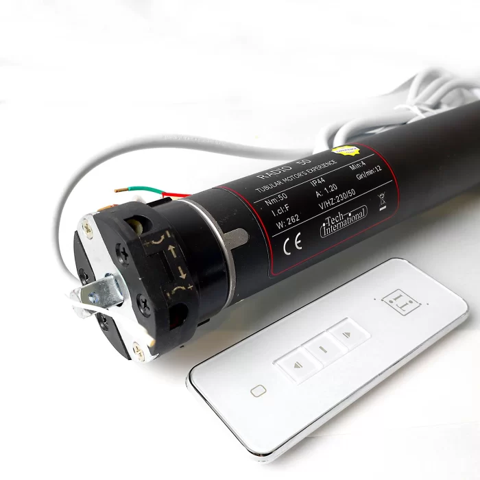 Motore Tech International serie RADIO con finecorsa meccanico e telecomando per tapparelle e tende